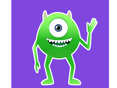 Mike Wazowski green hello illustration monsters vector