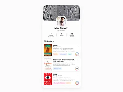 User Profile audiobook book dailyui minimal mobile mobile app reader reader app ui ux