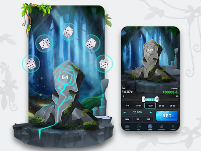 Magic Dice Mobile Game app bet betting betting game dice gambling game game art game design game ui game ux illustration magic mobile game motion stone ui ux