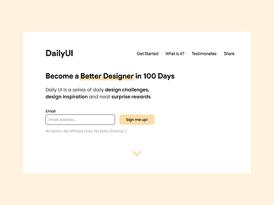 DailyUI Challenge 100 - Redesign Daily UI Landing Page dailyui dailyuichallenge redesign ui