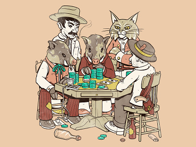 Desert City No. 7 art cards character design desert design illustration javelina poker