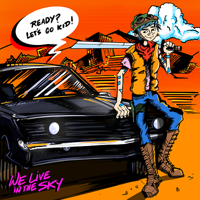 We Live in the Sky - 2 apocolyptic car character characterdesign future illustraion landscape