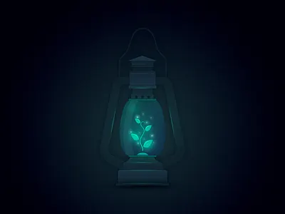 Growing creativity 2d art contrast creatopy dark glossy glowing illustration lantern light magical plant seed seedling