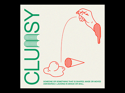 CLU𝕞SY NFT brutalism clumsy graphic design hand illustration line minimal nft nftart outline poster red type typography