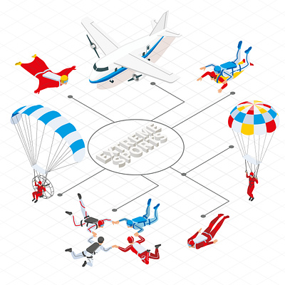 Extreme sports flowchart activity extreme illustration isometric sports vector