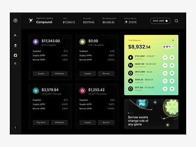 DeFi Platform: dashboard and illustrations app interface p2p trading ui user experience user interface visual design web platform