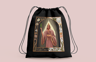 Illustration for drawstring bag