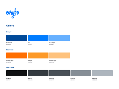 Evrybo - Paleta de cores (Estudo) color palette estudo ui