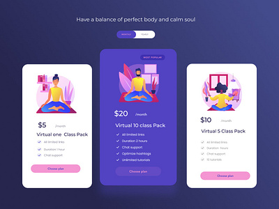 Pricing page dailyui030 dailyuichallenge illustration pricing page website yoga