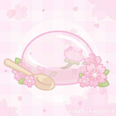 🌸 Cherry blossom Raindrop cake 🌸 cherryblossom cute desserts floral food jelly pastel pink sakura snacks vector