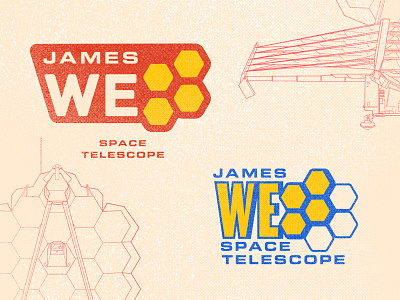 James Webb Space Telescope Logos 01 badge badge design derek mohr discovery graphic design hexagon hubble line drawing logo logo design logotype nasa patch planet satellite science space spacex stars telescope