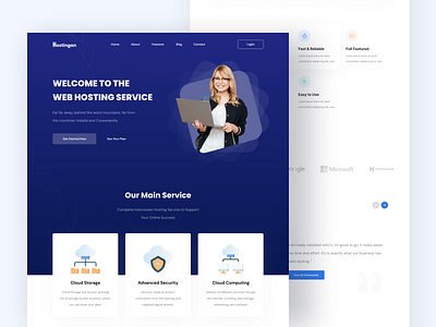 Hostingan - Landing Page business clean design elegant hero homepage homepage design hosting hosting service inspiration landing page minimalist simple ui uiux ux web design web hosting web pages website