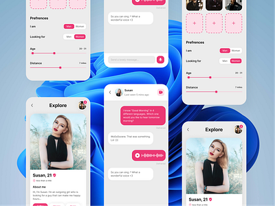 Soulmate - Mobile UI Concept for Dating Application application chat dating figma mobile profile settings swipe ui user experience user interface ux