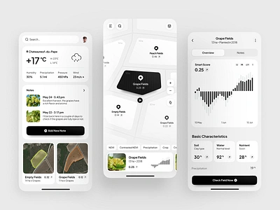 Agriculture Assistant App Design Concept agriculture agro analytics app app design concept countryside crops farm farming fields green maps monitoring nature smart app ui visual design ux vegetation weather