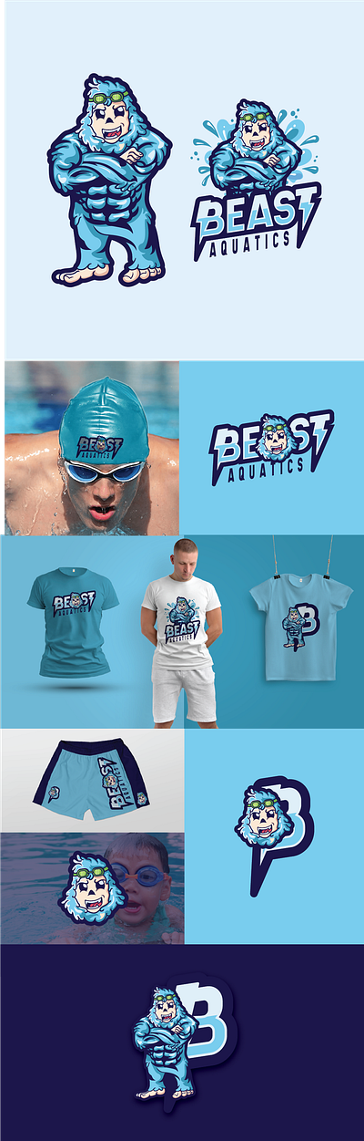 Mascot logo yeti Beast Aquatics Swim Team esportlogo illustraion logo mascot mascotlogo team logo yeti