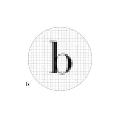 Pixelated Bodoni diagram editorial minimal typography