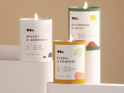 Branding & Packaging Design for Oda Candles 🕯️ 3d box design branding candle colorful decoration fun home illustration label design logo packaging design