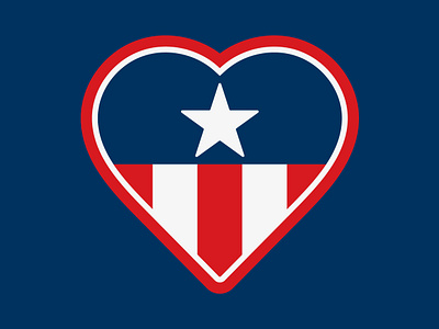 'Merica Heart america badge blue digital art flag graphic design heart red white