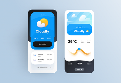 Hawa - Weather app 3d android app app application clean design flat illustration iphone app mobile ui ux weather