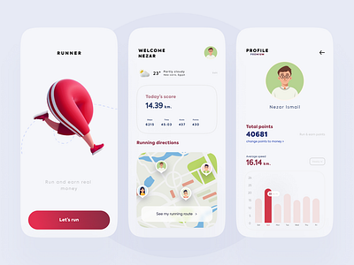 Running app exploration adobe xd app design design fitness app nezar ismail running app ui ui ux ui ux design