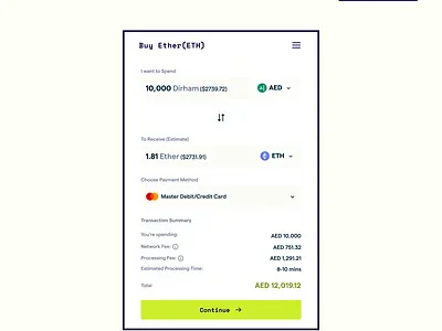 On-Ramp Buy Ether blockchain crypto design ether ramp ui web3