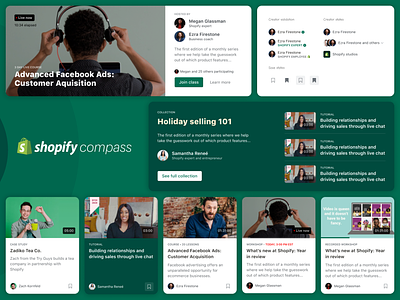 Shopify Compass | Card Systems cards commerce design system education shopify ui ux