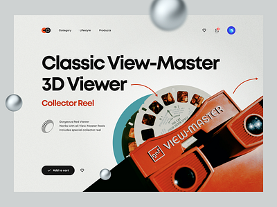 View-Master 3d cart classic clean color ecommerce hero header illustration landing page minimal navigation product page retro shop typography ui ui design ux ux design vr