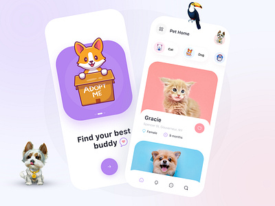 Pet Adoption App adopt adoption app app design figma design inspiration ios ios app minimal minimalism minimalist minimalistic pet adoption pet care pets petshop ui ui design uidesign uiux