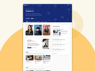 Shopify Compass Community (explorations) commerce community community board education explorations template ui ux web design