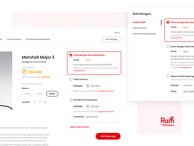 Multiple Options on Redeem Method - Raih Poinseru OCBC NISP bank brand identity branding desktop indonesia interface loyalty loyalty app loyalty program red responsive ui user experience user interface ux website