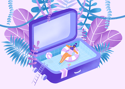 Vacay illustration plants procreate vacation women