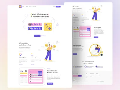 Landing page exploration on work life balance tracker ''Facile'' creative creativity landing page landingpage mailbox profile ui ui ux ui design uidesign uiux userinterface ux uxdesign uxui webapp design webapplication website work work in progress