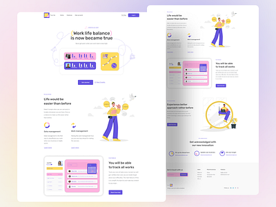 Landing page exploration on work life balance tracker ''Facile'' creative creativity landing page landingpage mailbox profile ui ui ux ui design uidesign uiux userinterface ux uxdesign uxui webapp design webapplication website work work in progress