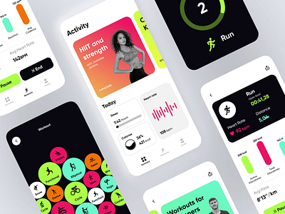Fitness App android mobile animation app design design ui fitness app health interaction interface ios app mobile motion smart watch sport training ui uiux ux work out