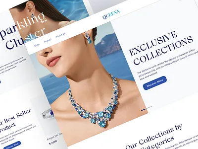 QUEENA - Jewelry Landing Page apparel clean clear design e commerce fashion home page jewelry landing page minimalist online store product design simple ui uidesign uiux web web design website women