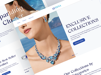 QUEENA - Jewelry Landing Page apparel clean clear design e commerce fashion home page jewelry landing page minimalist online store product design simple ui uidesign uiux web web design website women