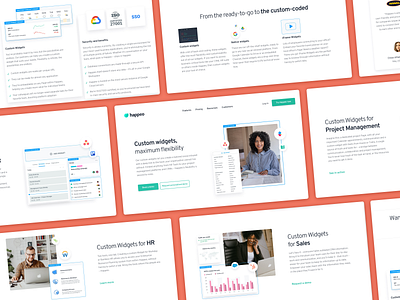 Happeo Custom Widgets flat happeo hero design intranet landing page landing pages library startup ui uidesign webdesign webpage webpages website widget