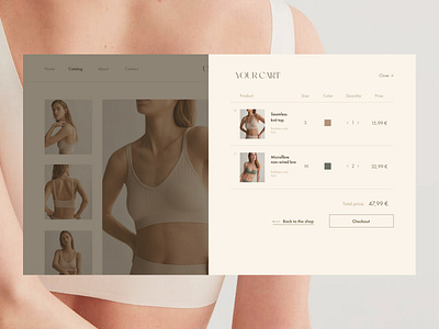 E-commerce women lingerie cart cart cart page cart ui colors design fonts lingerie minimal prototype responsive design site ui ux uxdesign web webdesign website woman women