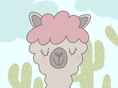 Llama 2d baby children childrens illustration colorful flat illustration kids llama pastel procreate
