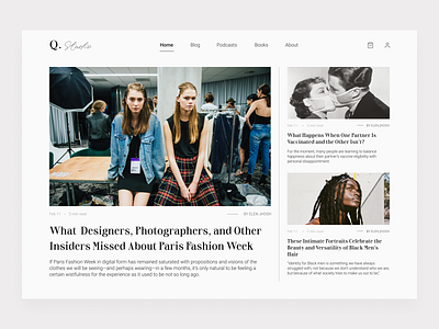 Q.Studio - Online Magazine - Home Page article blog design homepage design newspaper typography ui web webdesign website design