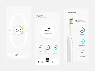 Teeth brush mobile app dashboard icons mobile progress stats tooth toothbrush tracking