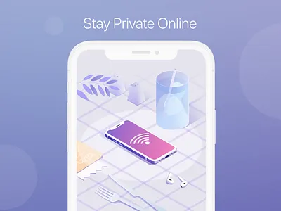 Stay Private Online animation apple cafe design documents illustration ios ipad iphone isometric isometry macos mobile privacy productivity readdle sketch vector vpn wifi