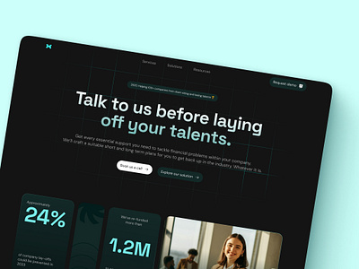 Company financial consultant hero concept aqua branding clean company dark design graphic design grid hero illustration landing page lending logo p2p talent teal ui ux web