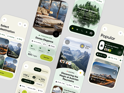 Travel App design adventure booking mobile app mobile ui tour tourism tourist travel travel agency travel app trip ui ux vacation