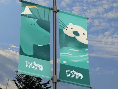 Frobisher Wetland Park Street Flag 3d adobe photoshop advertising branding character design cute digital art drawing hippo logo lovely mockup nature otter painting stationery vector art water zoo