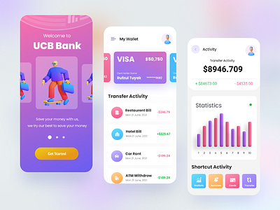 Mobile Banking App Ui 3d animation 3d art banking app digital banking finance finance app finance business financial financial app mobile mobile app design mobile banking money transfer money transfer app online banking payoneer paypal app statistics stripe ui