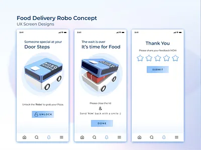 Food Delivery Robot Concept App 3d art app design illustration ui ux web