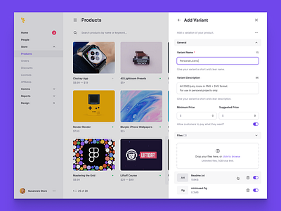 Product Variant Panel clean clean design clean ui dark dark app dark mode dark theme dark ui ecommerce ecommerce app ecommerce business ecommerce design ecommerce shop minimal minimalism minimalist minimalistic product products upload