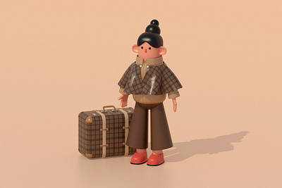 retro girl 3d c4d character cinema4d design girl modeling retro