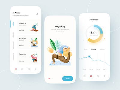 Yoga Mobile App analytics dailyui illustration inspiration minimal mobile mobile app mobile app design mobile design trends ui ui design ui ux ux ux design vector yoga app